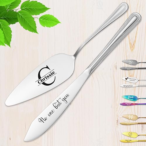 Miniatura 16 de Juego personalizado de corte de tartas grabado personalizado para boda, boda, aniversario, cumpleaños, compromiso, Navidad, regalo del día de San