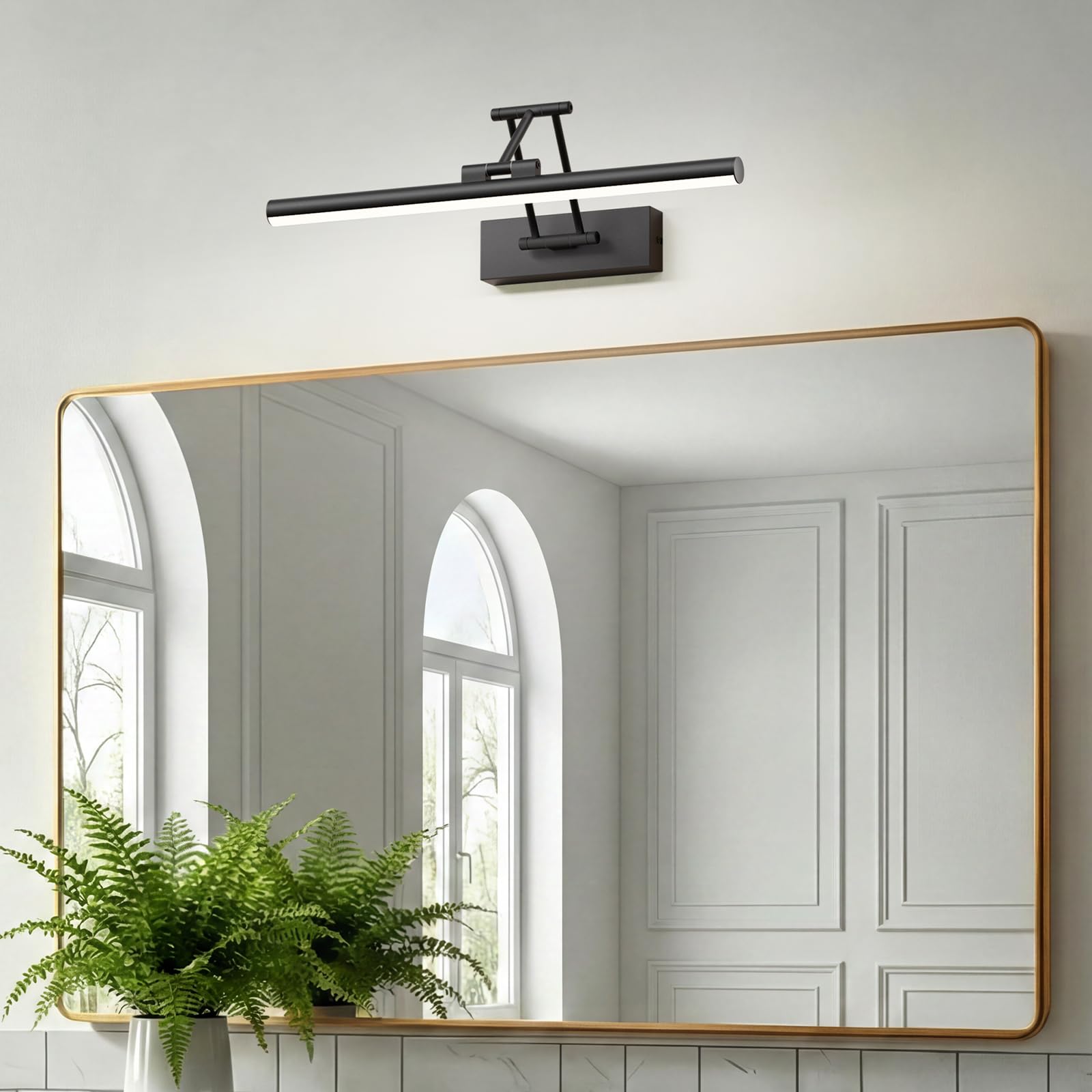 Klighten Lampe LED pour miroir de salle de bain, 40 cm, rotative, IP44, 12 W, 970 lm, blanc froid 5500 K, noir