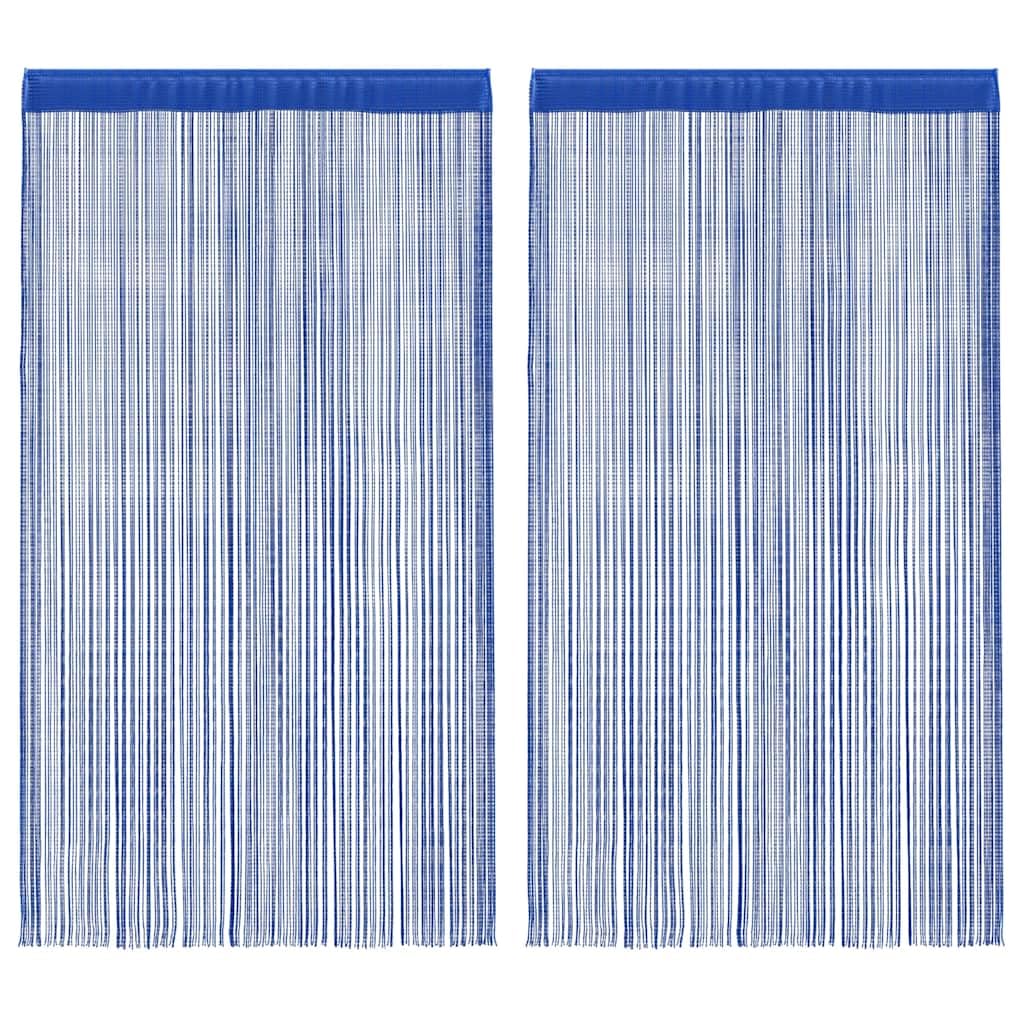 Rideau à fils bleu 100x250 cm lot de 2 pour séparation de pièce et déco