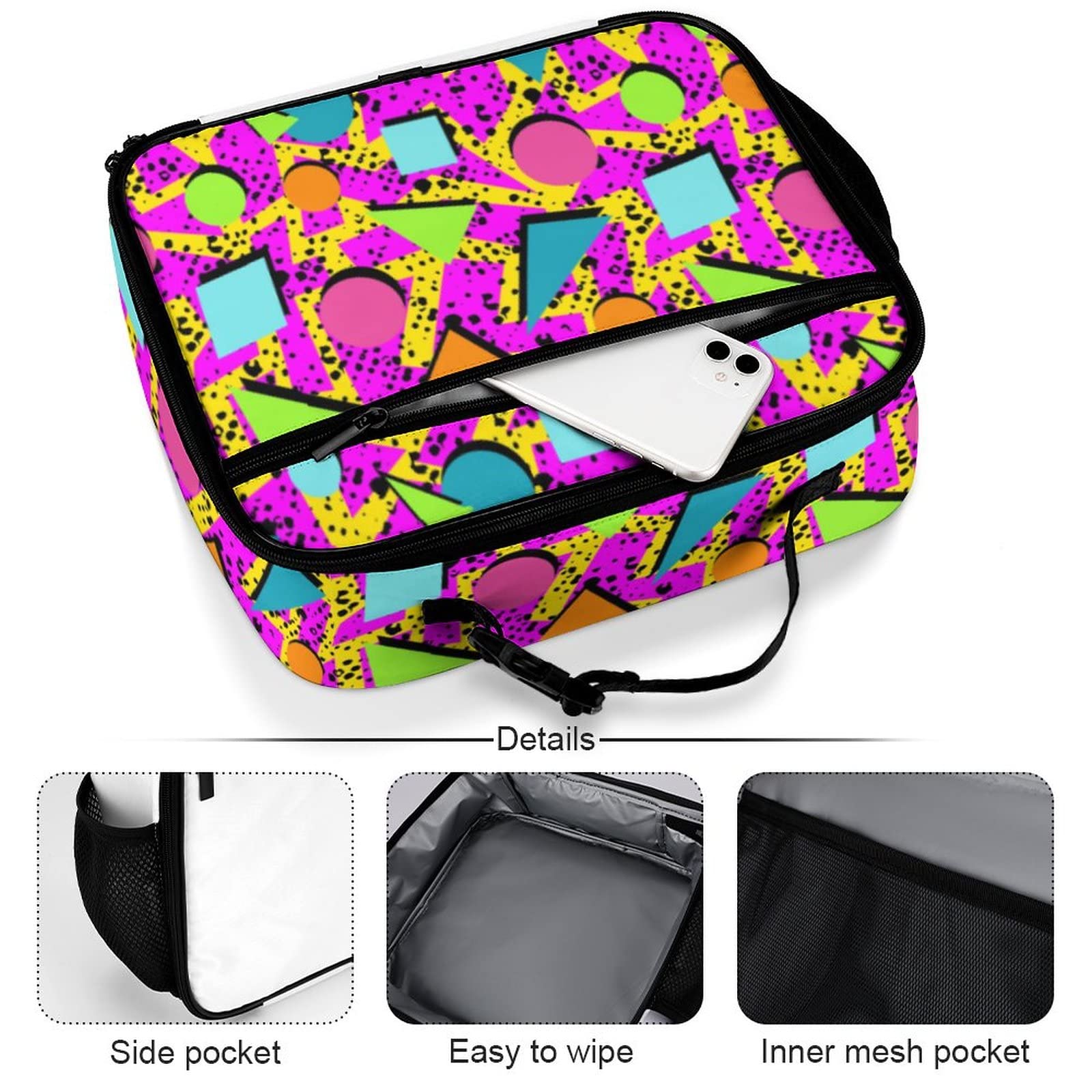 Amazon.com: Muishi Retro 80s 90s Geometric Reusable Lunch Box