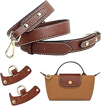 Shoulder Strap, Women's Adjustable Strap for Mini Bag Shoulder Bag, Stylish Gold Hook, 2 Pcs Shoulder Strap Adapters (Lengths 115 cm, Length 2.5 cm, Brown)