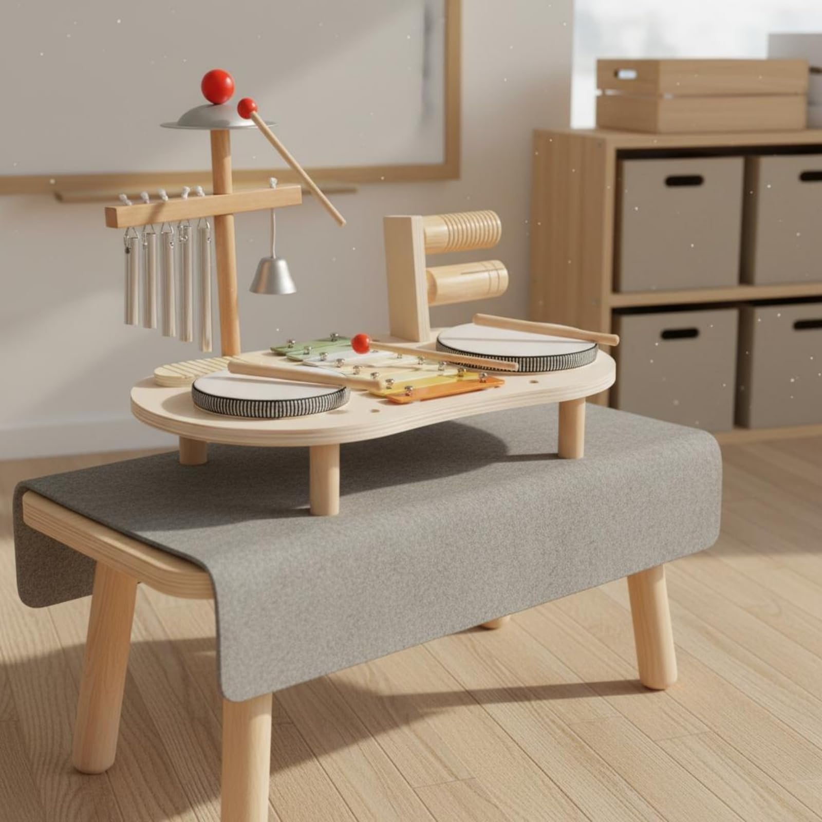 Strumento Musicale Percussioni in Legno Giocattolo Educativo per Bambini con Piastre Sonore E Bacchette Set Ritmico per Sviluppo Coordinazione Manuale