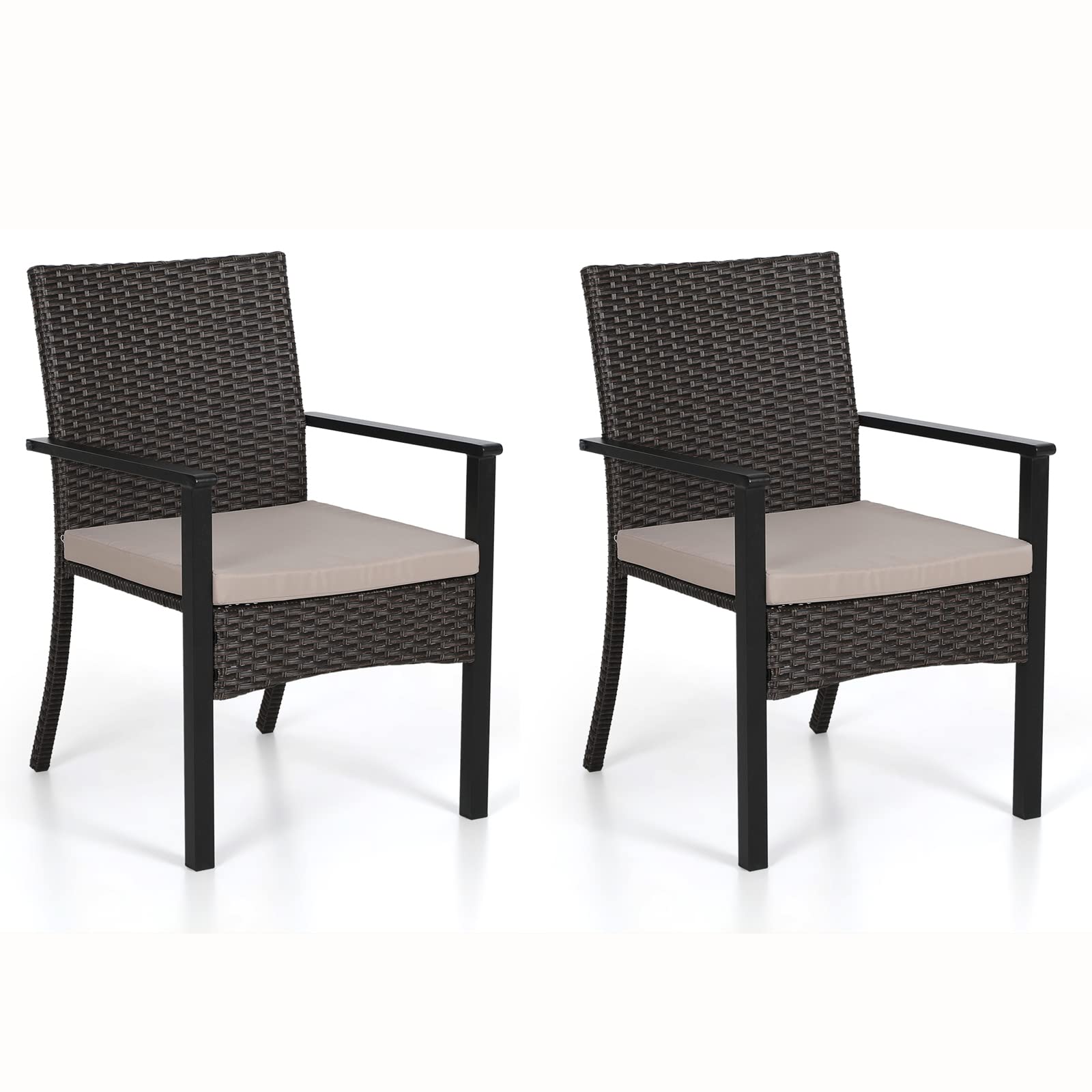 Sophia & William Patio Chairs Set of 2, 2 Pcs Lightweight Rattan Outdoor Dining Chairs, All-Weather Wicker Dining Chairs with Comfortable Seating