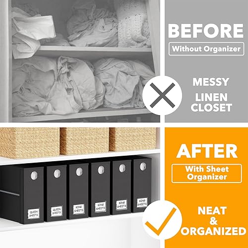 Miniatura 2 de SpaceAid Paquete de 6 organizadores y almacenamiento de sábanas, organizador de sábanas plegable con ventana para armario de lino, juego de carpetas