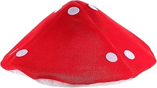 NUOBESTY Red Mushroom Hat Womens Mushroom Beret Funny Novelty Hat Cosplay Cap for Kids Dress Up Cosplay Halloween Costume