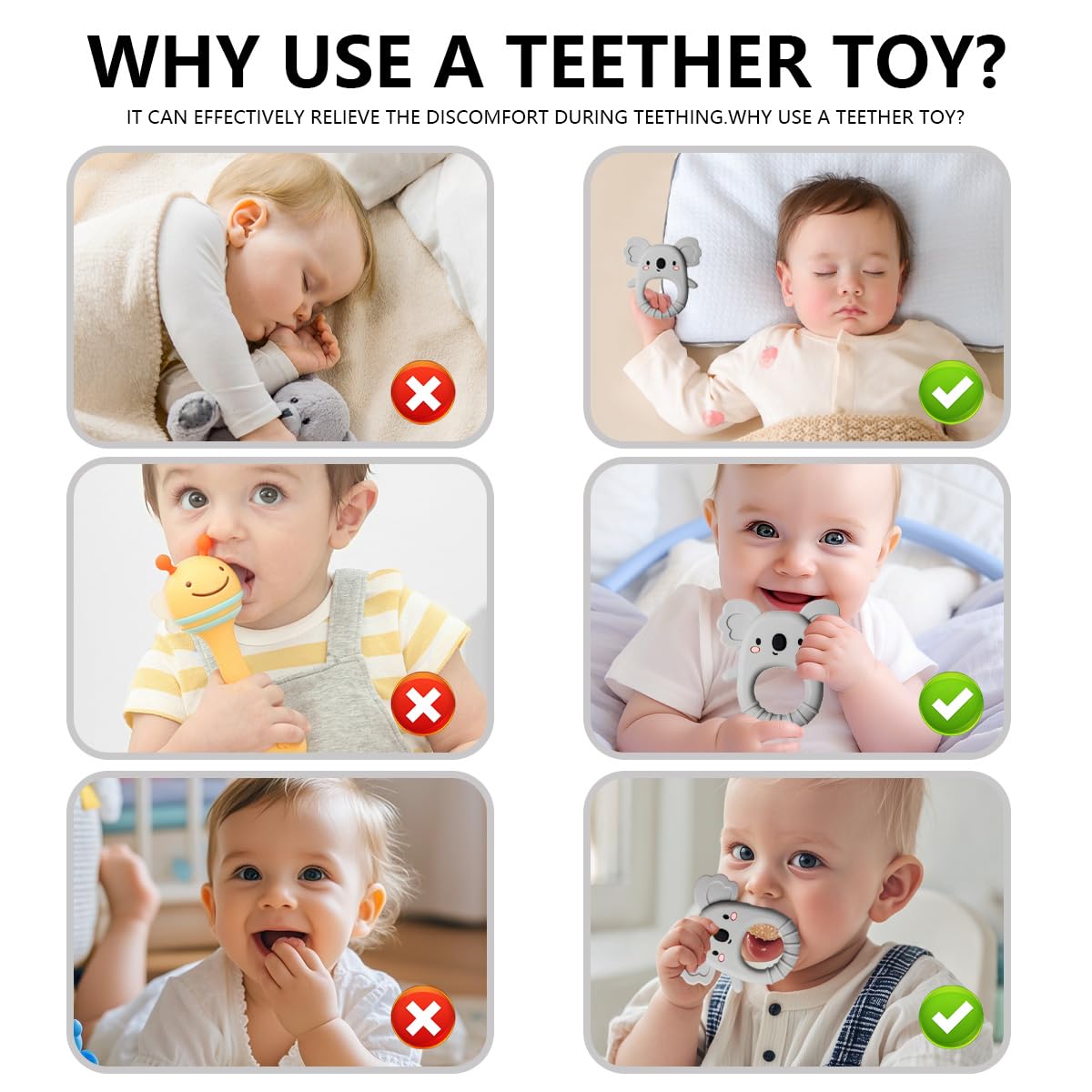 Teething Toys for Baby 2pcs Silicone Teething Toys Self-Soothing Healthy Oral Development Teething Mittens - Image 4