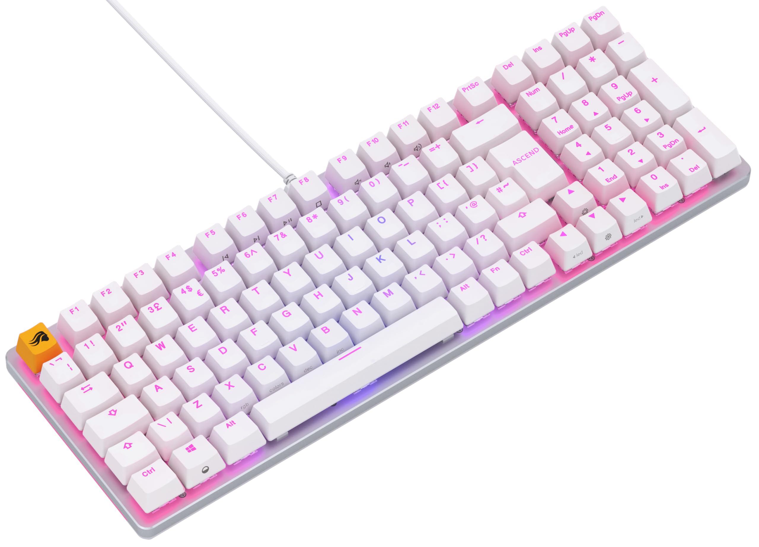 GLORIOUS Gaming GMMK 2 Full Size (96%) - Tastiera da gaming meccanica, struttura in alluminio, personalizzabile, tasti a doppia iniezione, Fox Switches, RGB, layout QWERTY inglese - Bianco