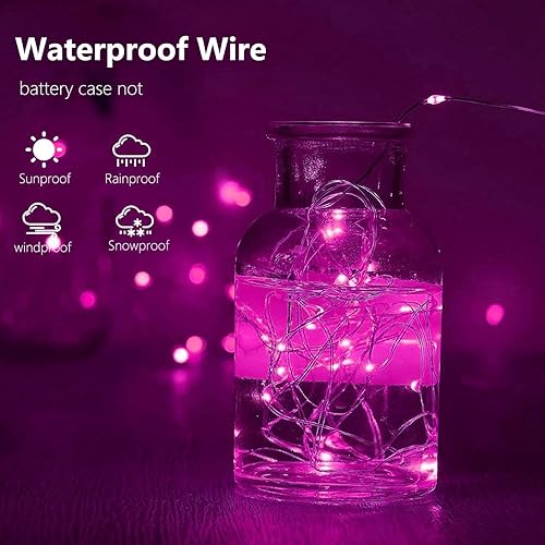 Miniatura 127 de Guirnalda de luces LED en forma de corazones rosas, 3 m, alimentada por pilas, temporizador, luces intermitentes, impermeable, para Navidad
