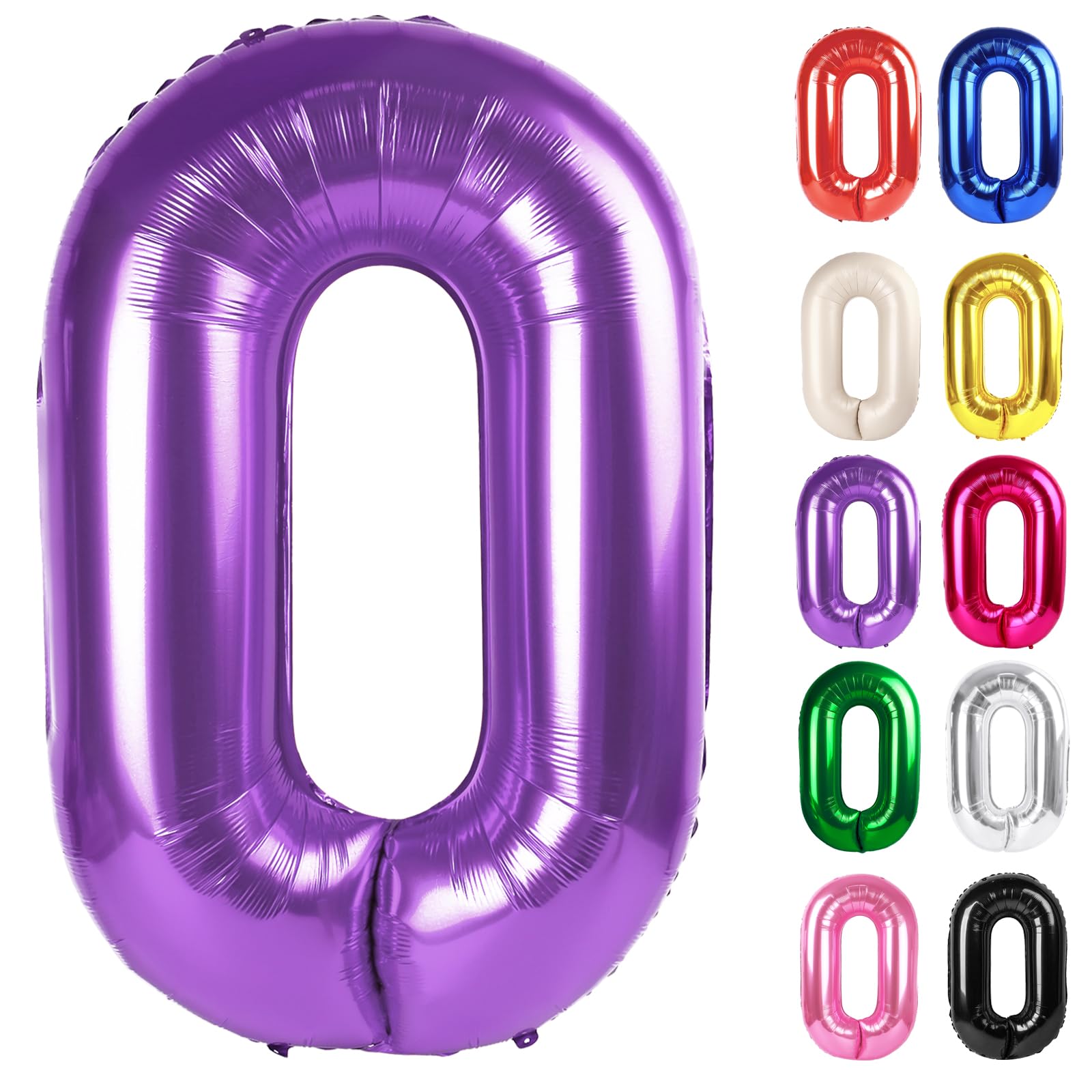 Purple Number 0 Balloon 40 Inch, 0 Balloon Numberfor 10th 20th 30th 40th 50th 60th Birthday Decorations, Purple Party Supplies for Men Women