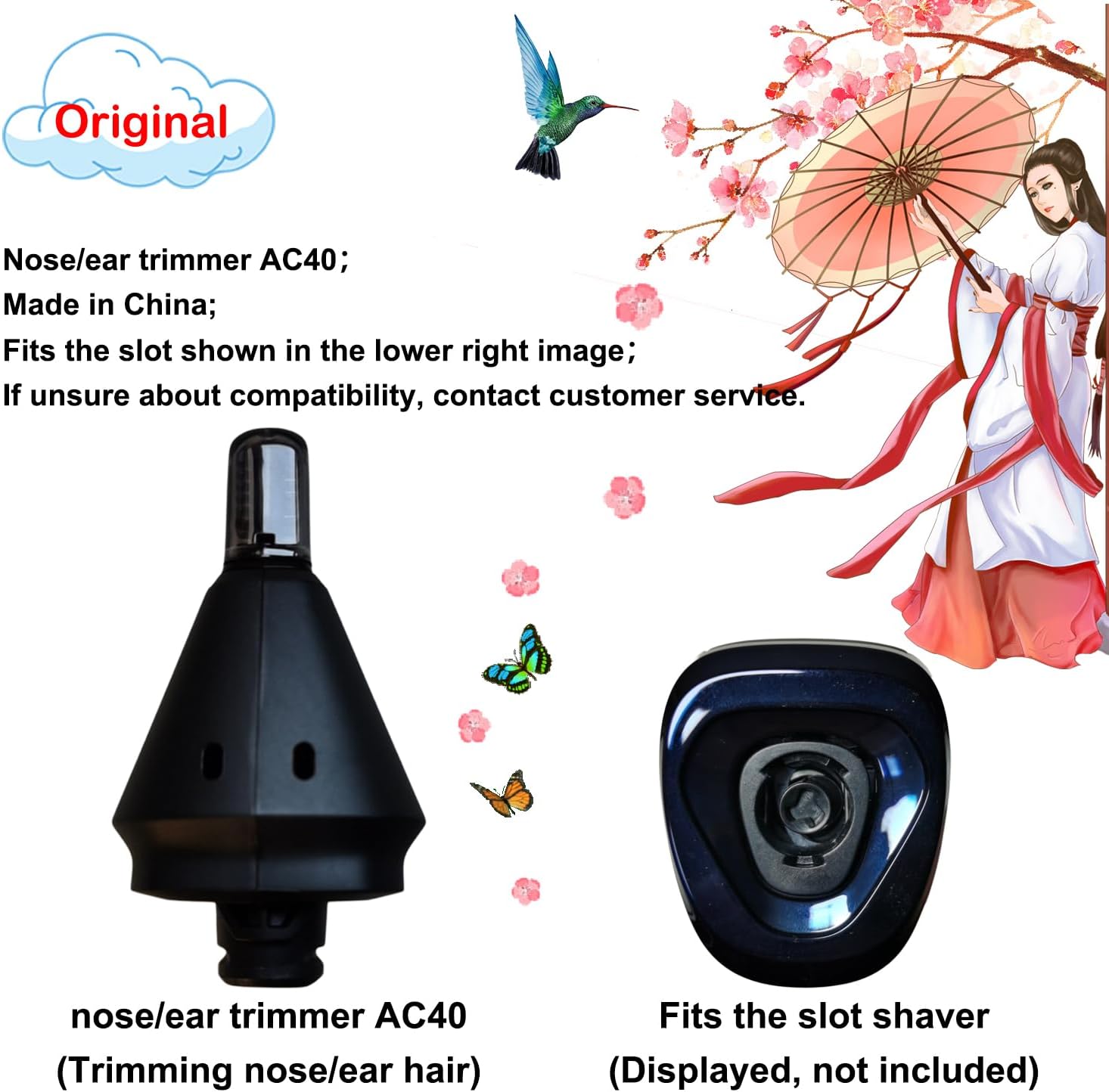 Nose Ear Hair Trimmer Attachment AC40 fits Philips Shaver S5531 S5581 S5666 S7731 S7782 S8050 S9931 S9982