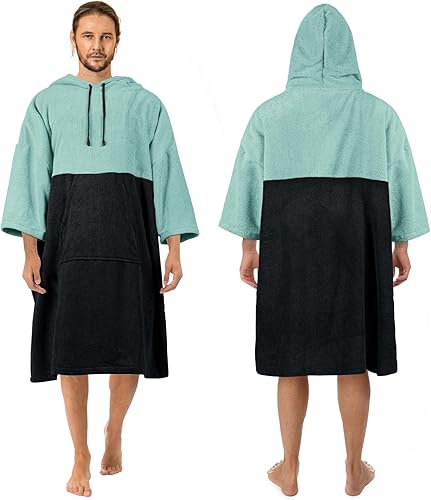 Miniatura 1 de Zingtto Poncho de surf, bata cambiadora, manga 34, extra grande, gruesa, con capucha, poncho para hombres y mujeres, natación en la playa, 43 x 35