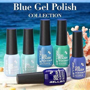 GELLEN Blue & Teal Gel Nail Polish Summer Spring, High Pigment,Light Curing