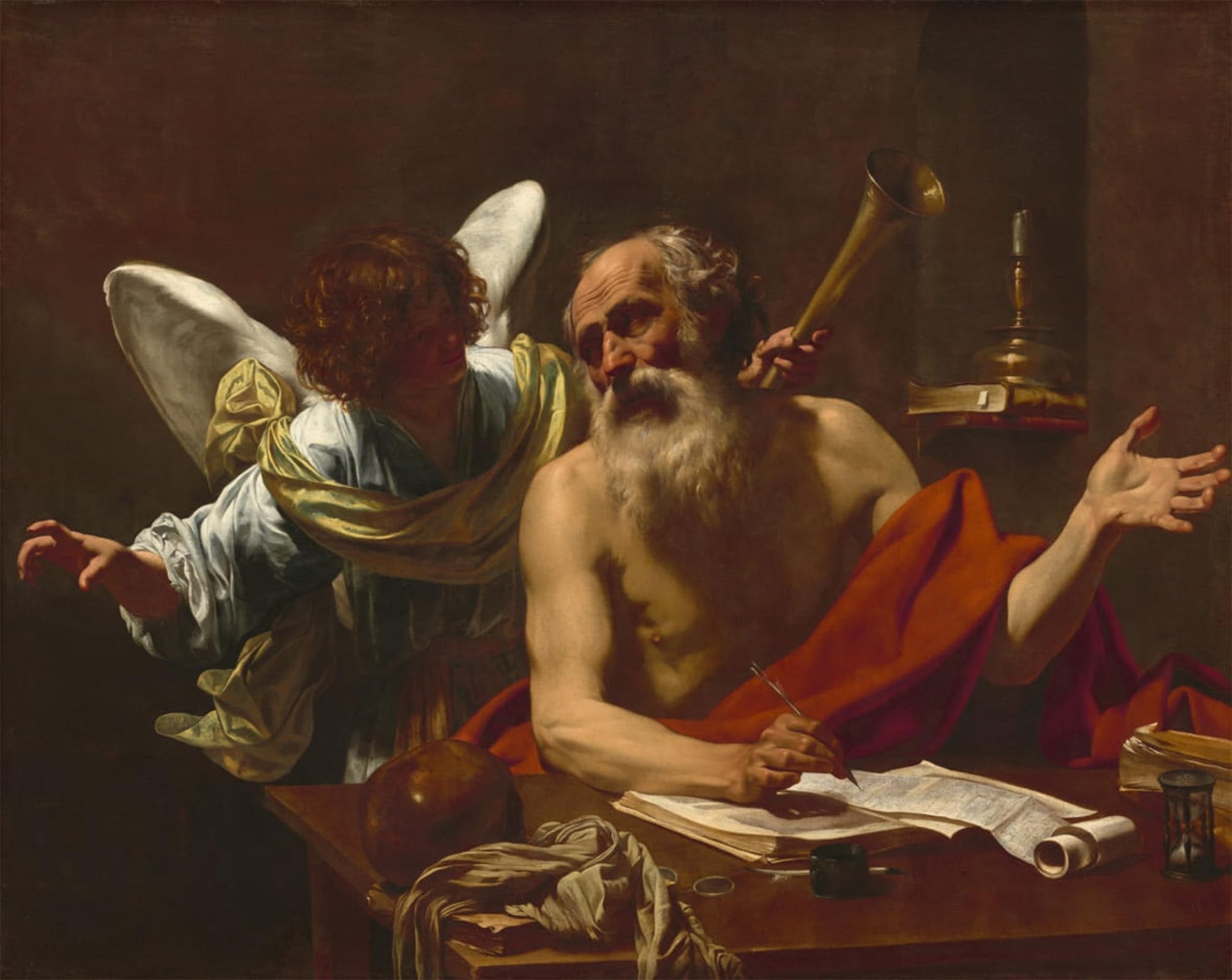 Posteriik No Frame Famous Print Pop Art Wall Art Graffiti Saint And The Angel By Simon Vouet Art Prints For Home Decor 60X90cm