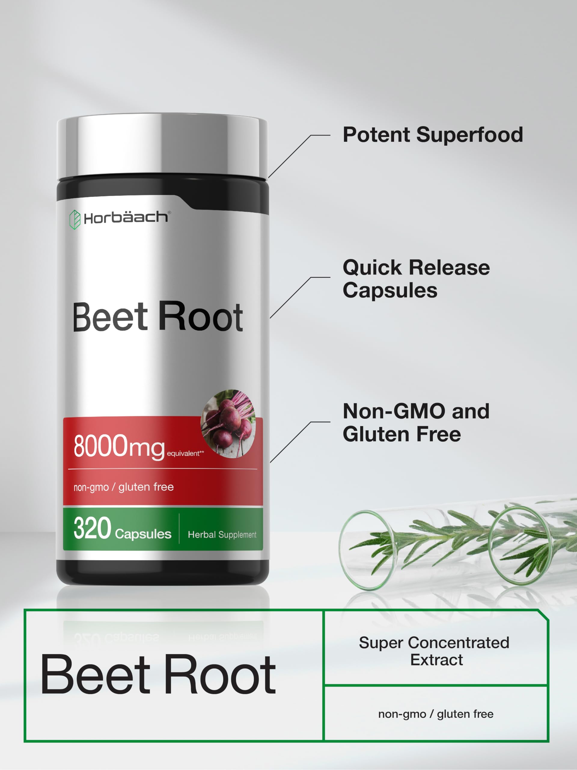 Horbäach Beet Root Powder Capsules | 320 Pills — Amazon image 4