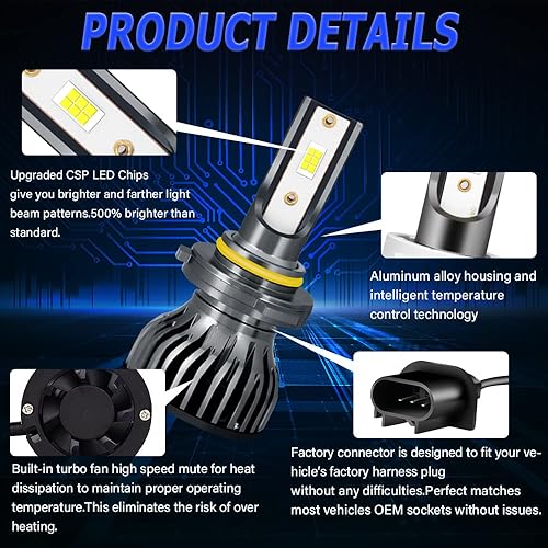 Miniatura 3 de Compatible con bombillas para faros delanteros Jeep Grand Cherokee 2005-2010, haz alto 9005 mejorado+luz baja 9006 + bombillas antiniebla 9145,