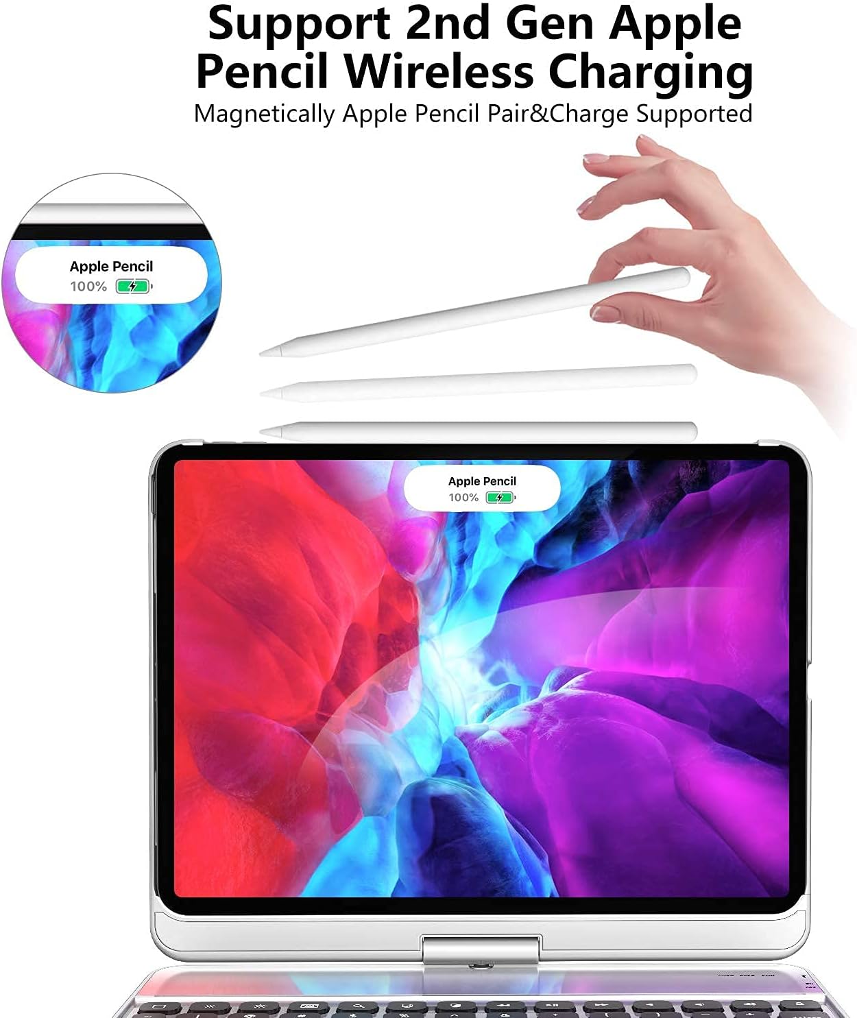 Grеаtеѕt Prоduсt GreenLaw iPad Pro 11 inch Case with Keyboard, 3-Zone 7-Color Backlit, 360° Ratation, Type-C Rechargeable, Keyboard for iPad Air 5th/ 4th Generation 10.9 inch, iPad Pro 11 3rd/ 2nd/ 1st, Sliver