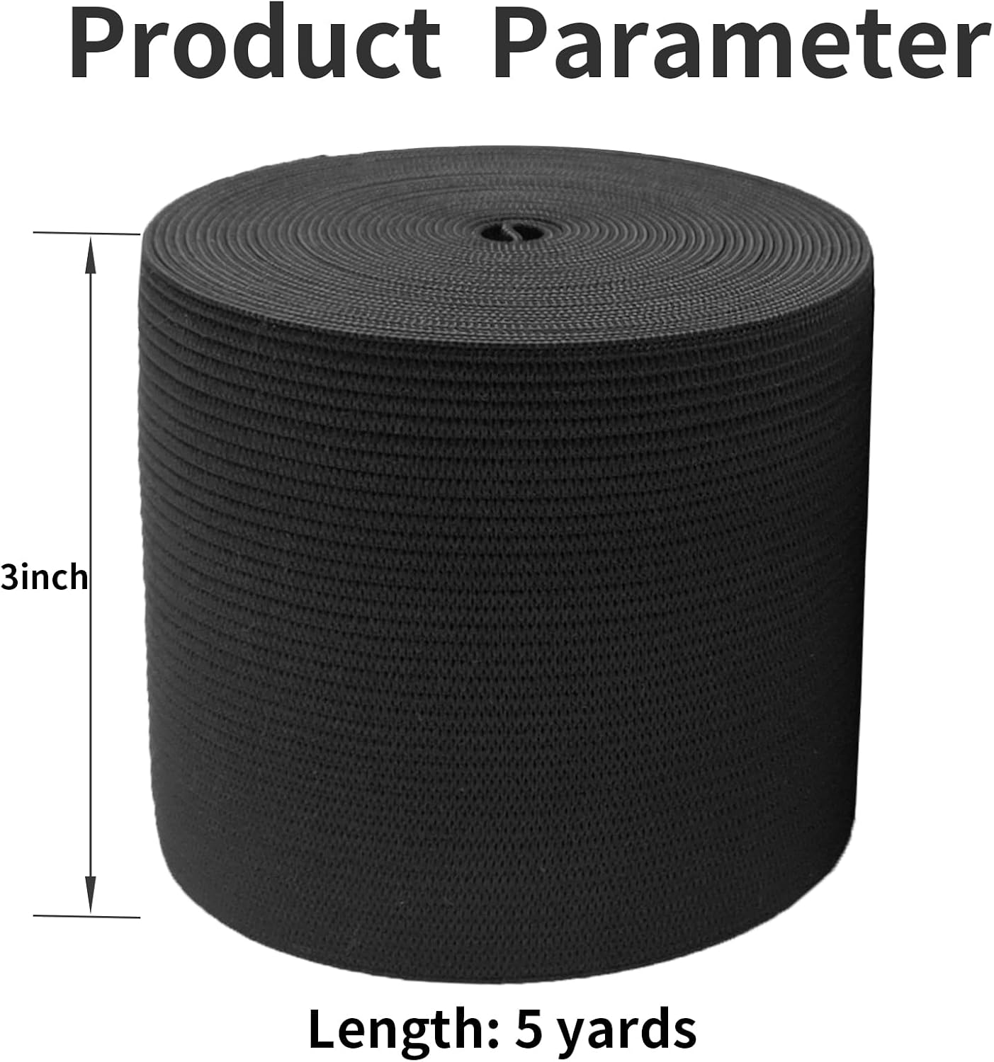 3-Inch Elastic Band for Sewing – 5 Yards of Strong and Durable Stretch Fabric Knit Elastic Bands for DIY Crafts, Waistband Clothes and Pants Waist and Accessories (Black)