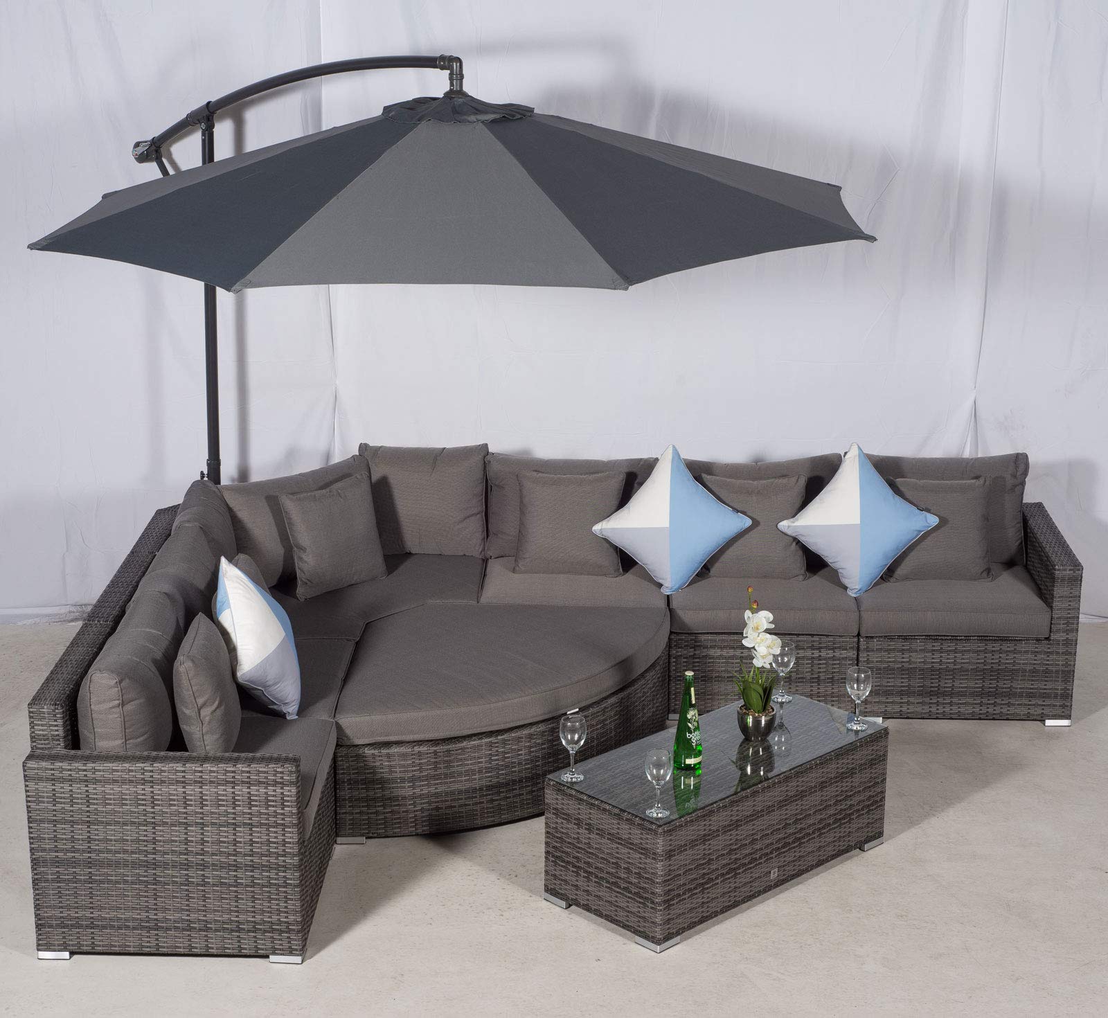 Buy Giardino Santorini 6 Seat Grey Rattan Corner Sofa Set + Ottoman