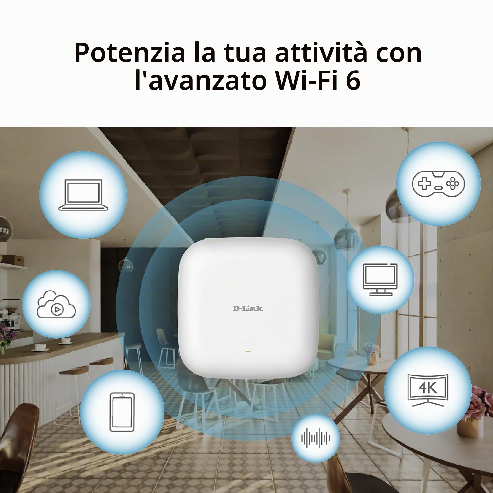 D-Link DBR-X3000-AP AX3000 Wi-Fi 6 Smart Access Point – Dual Band 574+2402 Mbps, PoE, MU-MIMO, Sicurezza WPA3, Gestione Centralizzata, Captive Portal, Access Point Wi-Fi Professionale