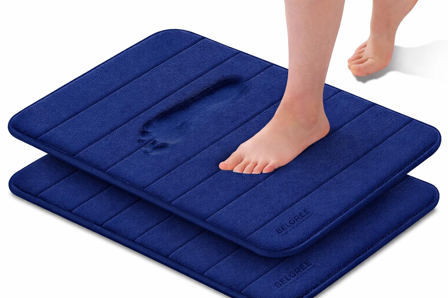 Sponsored Ad – 2-PCS Non-Slip Bath Mat With Memory Foam, Bathroom Rugs Water Absorption Toilet Mats, 40x60cm Thick Soft Comfortable Machine Washable Door Mats, Easier to Dry Floor Mats (Blue)