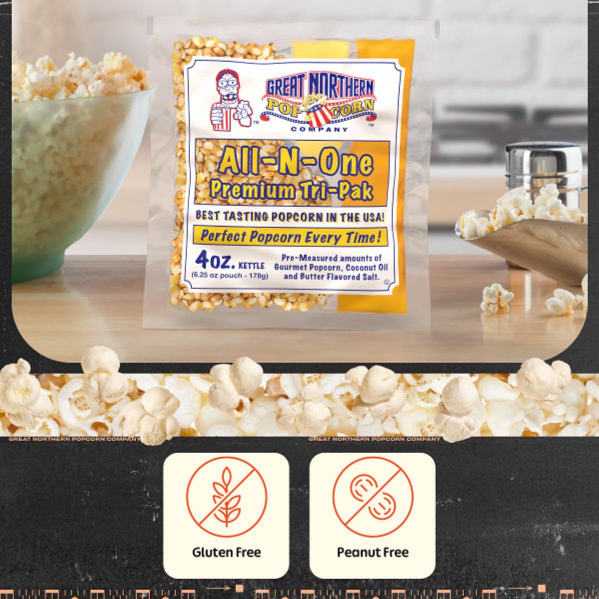 12-Count Gourmet Popcorn Kernels Packs - Premeasured All-in-One Premium Kernel, Oil, and Salt Packets for 4-Ounce Kettles by Great Northern Popcorn
