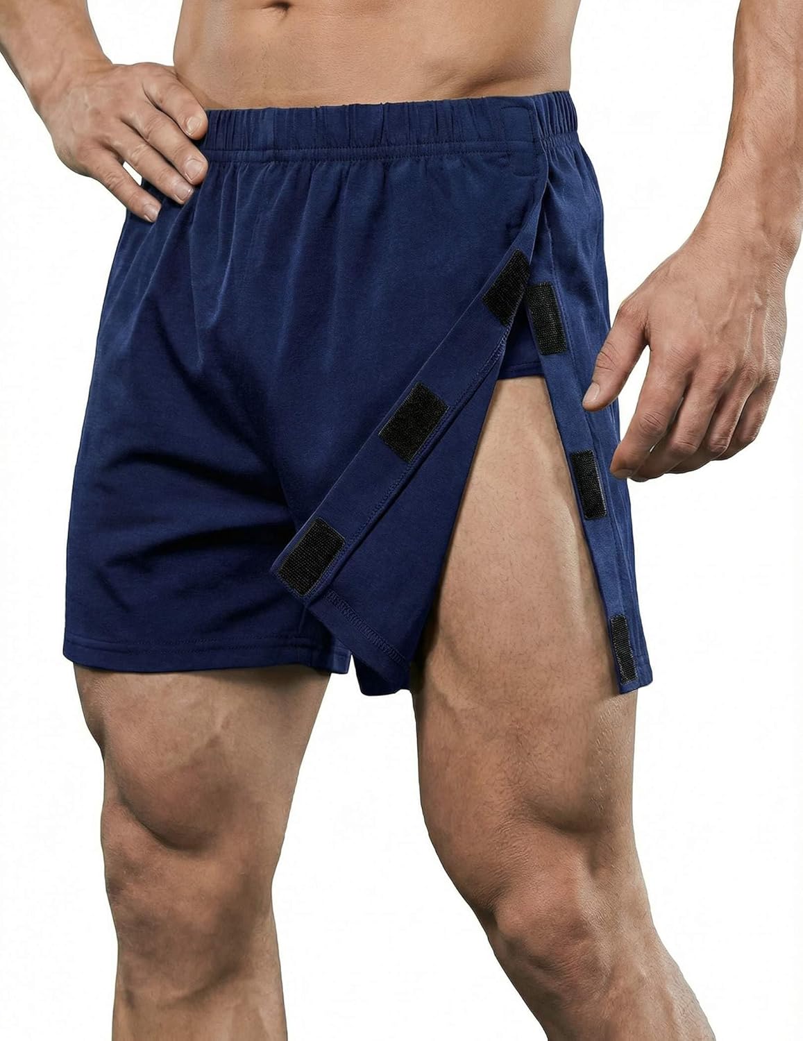 Deyeek Unisex Tear Away Shorts 3-inch Knee Hip Replacement Kit After Surgery Post Surgery Cotton Shorts Without Pocket