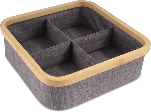 Vista 12 de BambooMN Organizador de cajones de tocador, bambú - 3 celdas - marrón