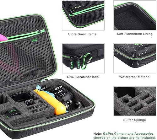 Miniatura 5 de Estuche de transporte grande para GoPro Hero 13, 12, 11, 10, 9, 8, 7, 6, 5, negro, AKASO Campark y accesorios de HSU con asa de transporte y
