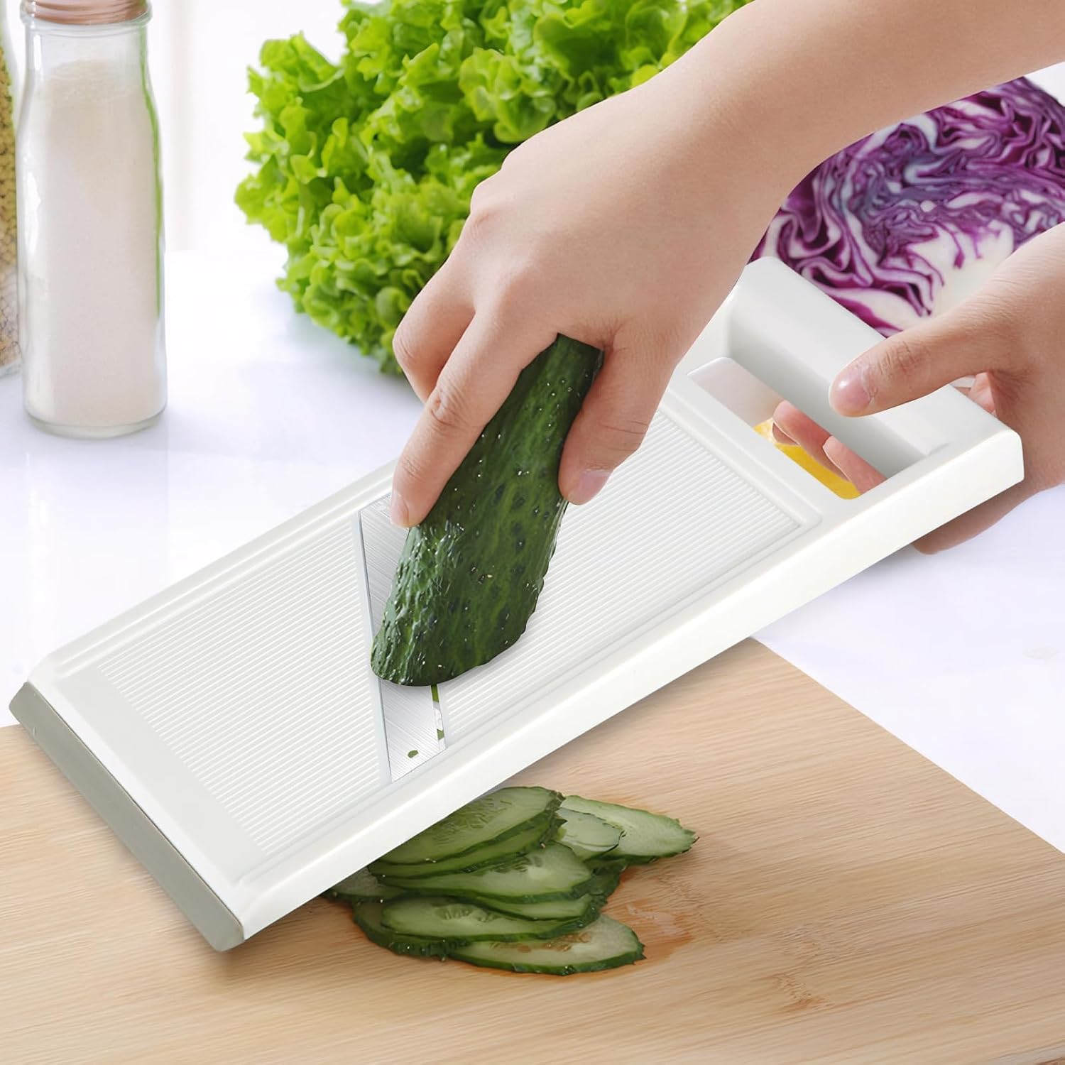 Vegetable Mandolin Slicer, Hand-Held Cucumber Cutter, Grater for Vegetables, Stainless Steel Cucumber Slicer, Food Chopper Stainless Steel Blade, Portable Slicers for Cheese Onions Kitchens