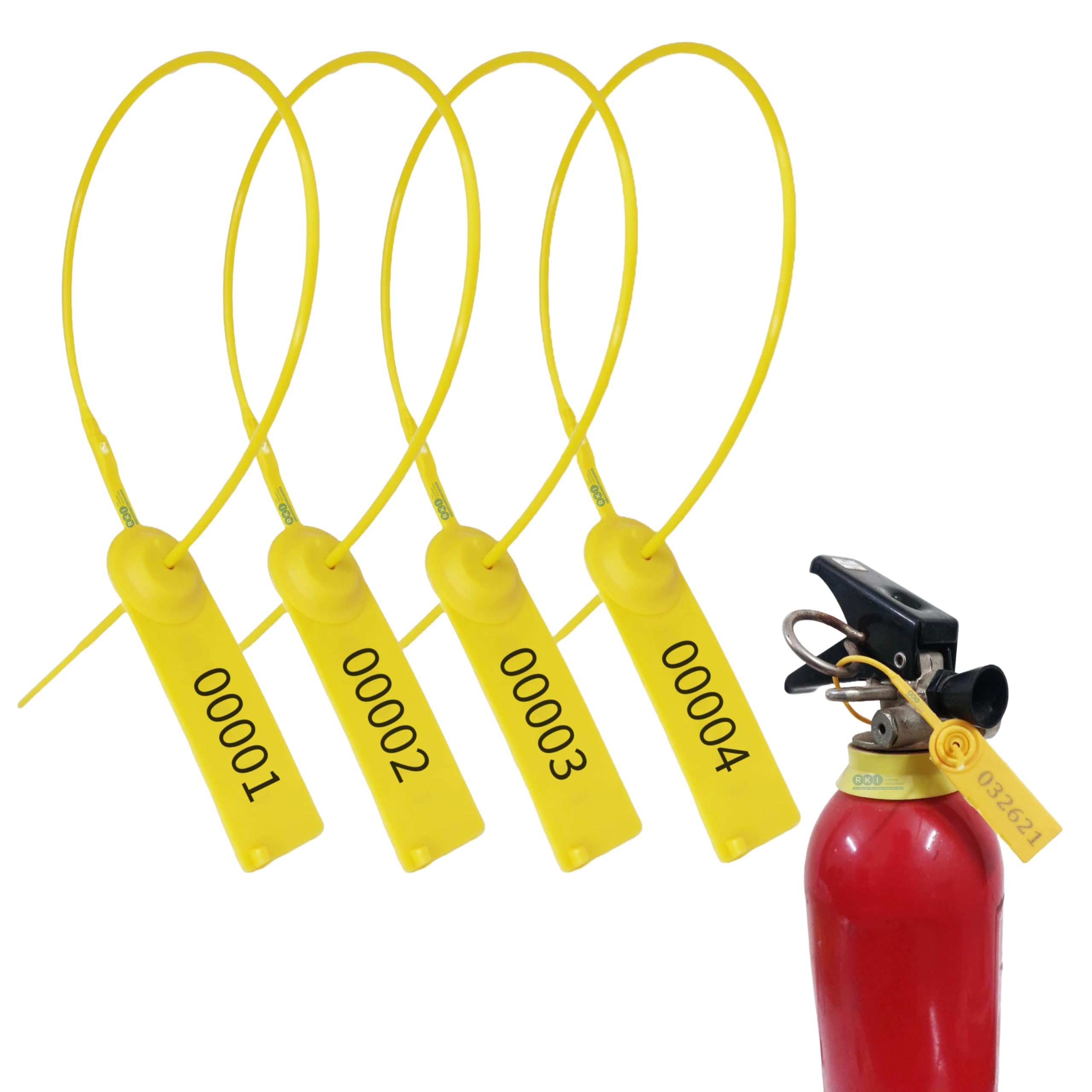 RAJ KRISHNA INDUSTRIES Security Cable Seal Pull Tight Fire Extinguisher Seal Safety Rope Wire Seal for Fire Extinguisher Chemical Drum Milk Can Courier Bag Wagon Bin Locking Seal 100 PCS(Yellow)-image-36