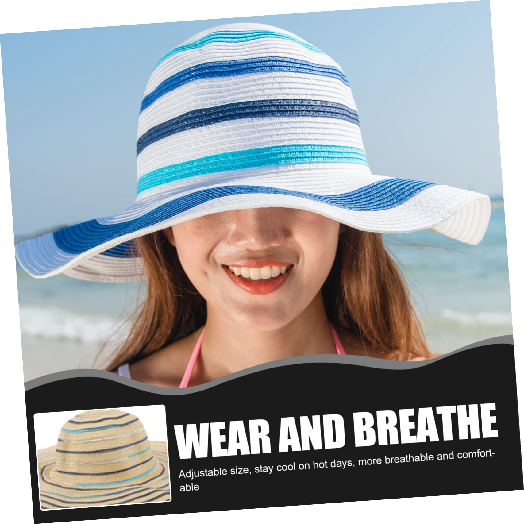 minkissy Chapeau Pare-Soleil Pliable à Large Bord en Paille pour Femme