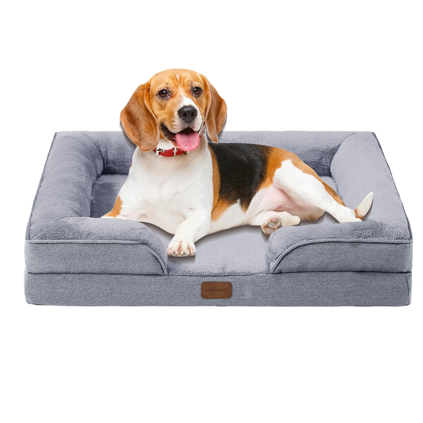 Lit orthopédique pour petit chien gris en éponge haute densité premium