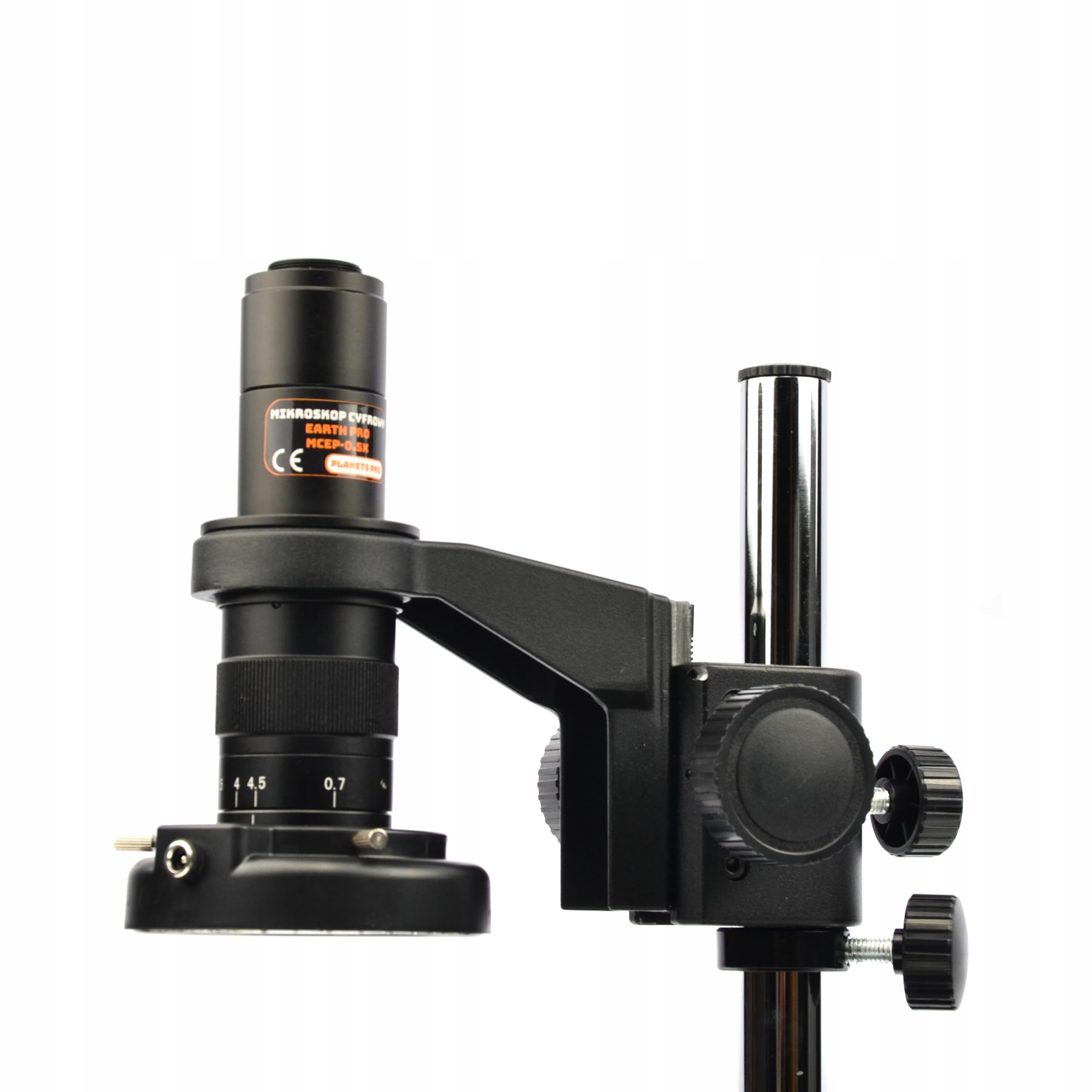 Rosfix Earth Pro MCEP-0.5X - Microscopio digital estéreo con zoom de 7 a 45x y anillo de luz LED de 56 x | Cámara PEGASUS Pro HDMI | C-Mount | Para laboratorio, electrónica, biología, industria