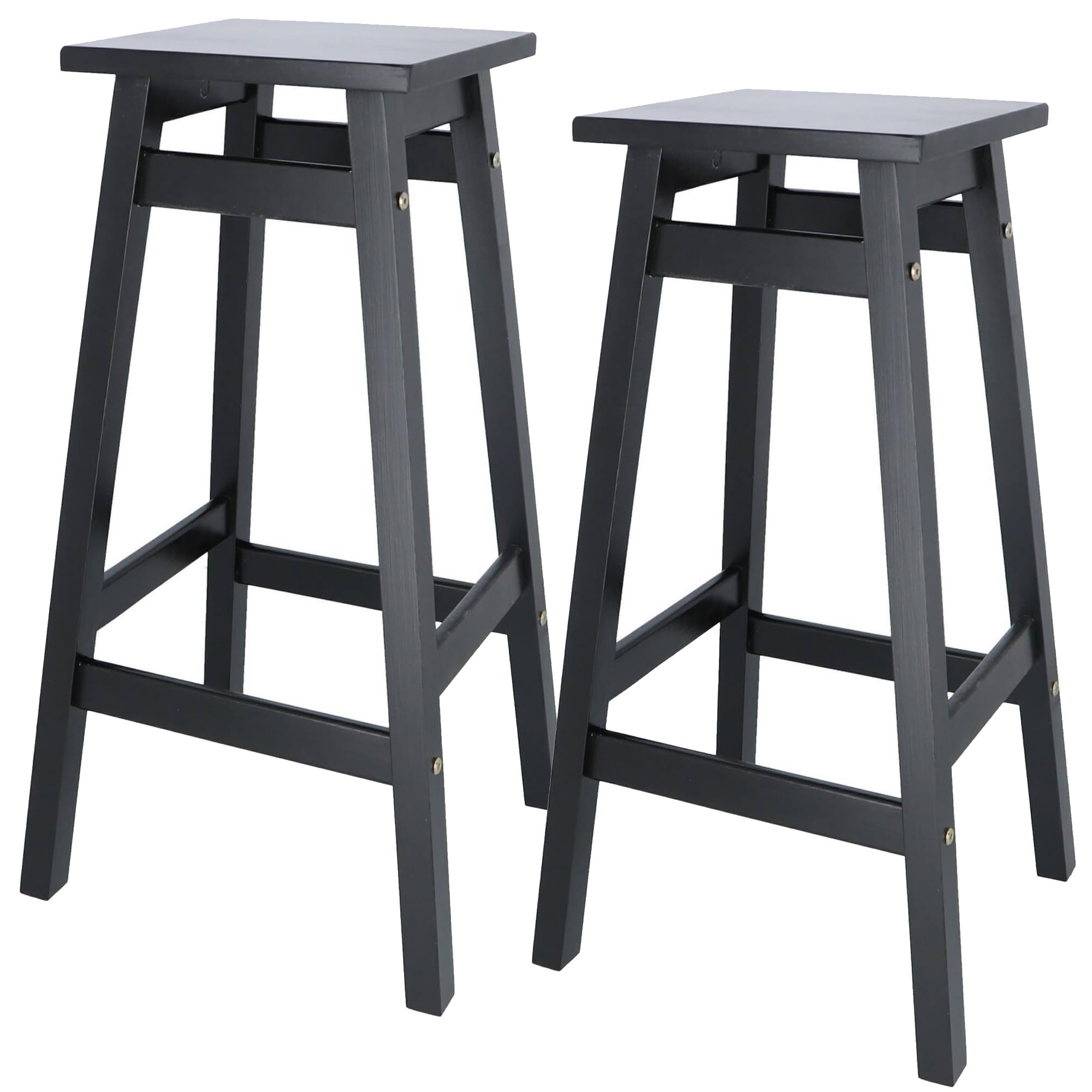 WELL HOME MOBILIARIO & DECORACIÓN Taburete 'Laira' en Madera de Pino Color Negro H.70cm