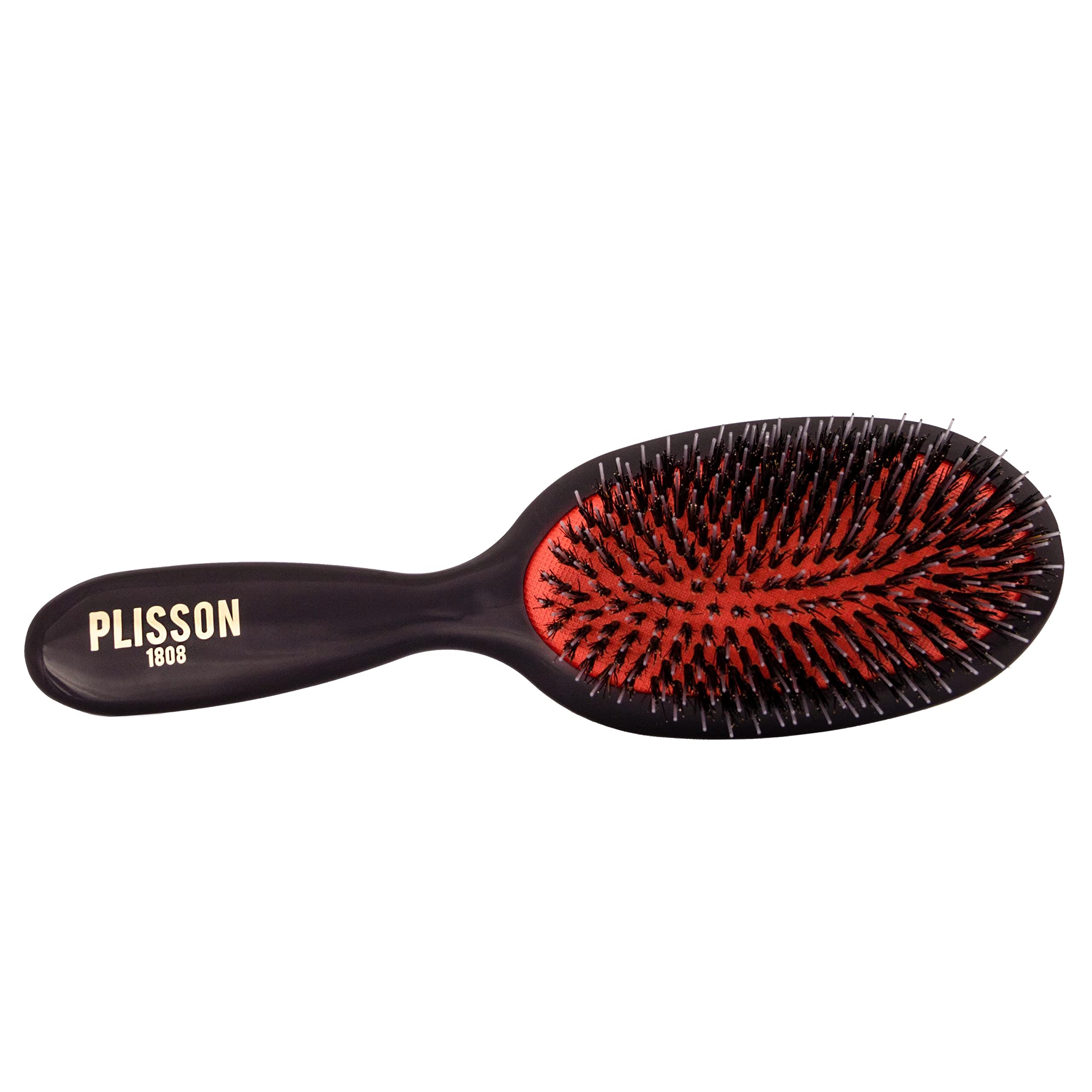 Plisson – Cepillo de pelo neumático para mujeres y hombres, cepillo tradicional, madera natural, pelo de jabalí, picotas de nailon, fabricación francesa (modelo medio)