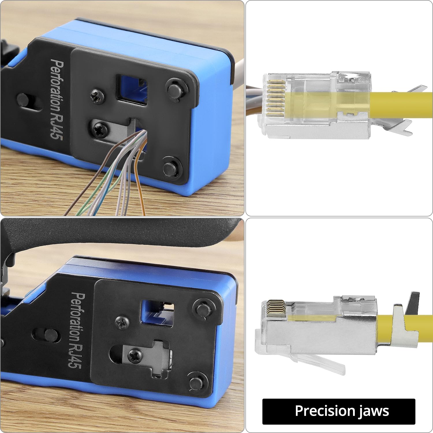 QWORK® Pinza Crimpatrice RJ45, Pinza Crimpatrice, Pinza a Crimpare con Connettore e Giacca, per Connettori CAT5 a CAT7