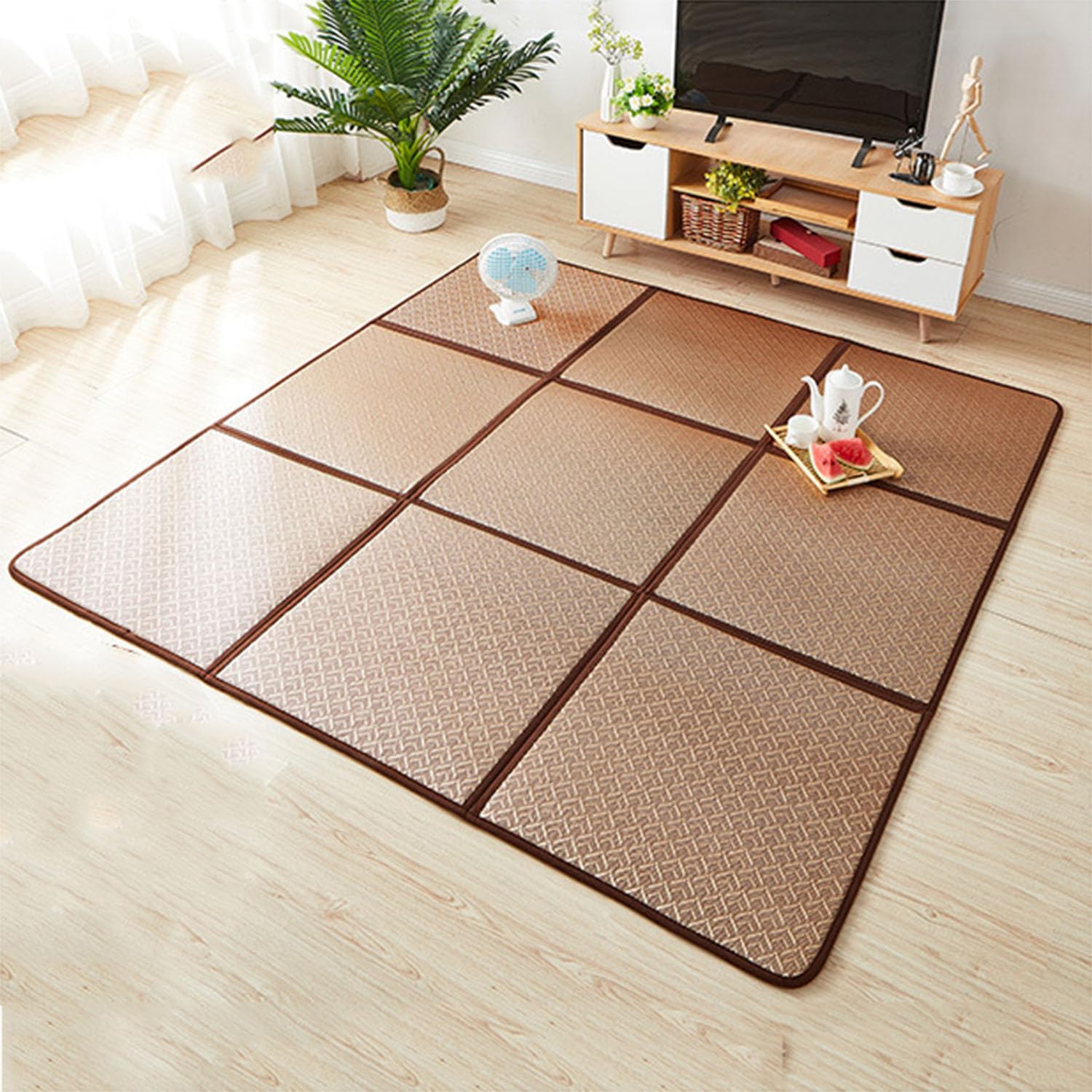 MIAOXIAO Tapis De Sol en Tatami Japonais Tapis De Sol en Rotin Pliable Respirant Futon avec Sac De Rangement pour Salon Chambre À Coucher Salle De Jeux,5,120 * 180CM(6: Pieces)