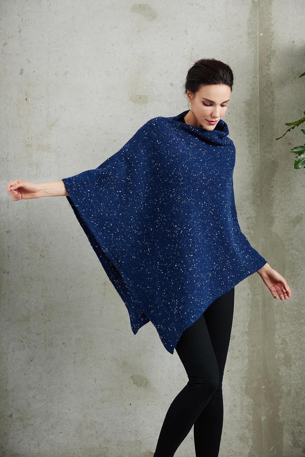 Women's Heaps Collar Bohemian Poncho Sweater Knitted Cape Irregular Hem Wrap Pullover for Spring Fall Winter - Image 4