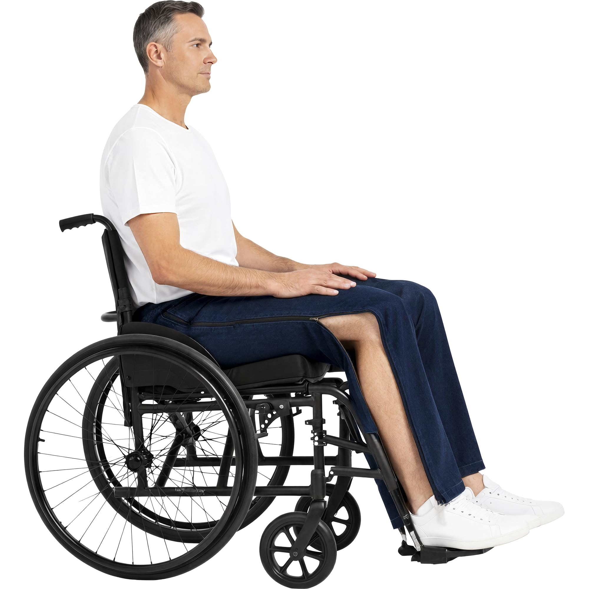 Dobsom Dżinsy typu Tear Away dla mężczyzn i kobiet, adaptacyjny zamek błyskawiczny po operacji, wózek inwalidzki, odzież rehabilitacyjna na zapalenie stawów