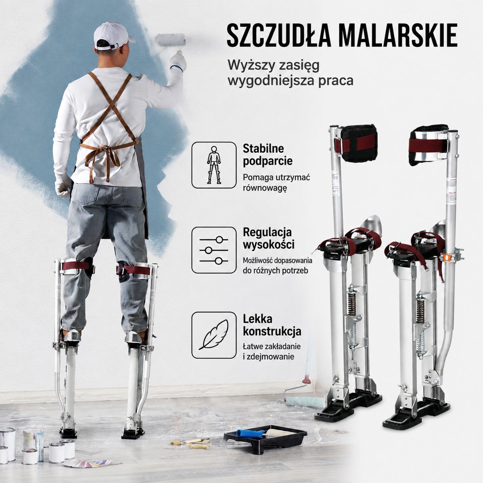 Aluminiowe szczudła do płyt gipsowych, regulowane podesty robocze do malowania, sufitów i dekoracji wnętrz