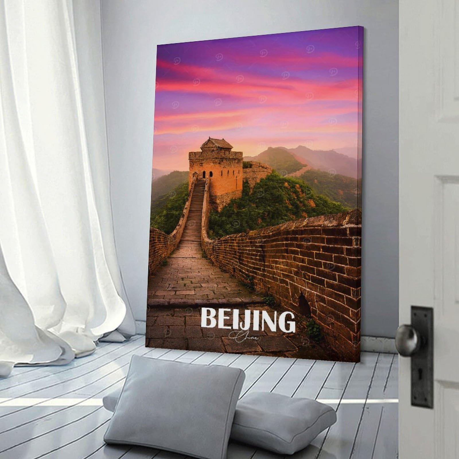 Junmoney Wall Picture Print Great Wall of China, Beijing, 24x36inch(60x90cm), for Living Room, Bedroom Or Home Office, Thoughtful Wall Decor for Art Lovers