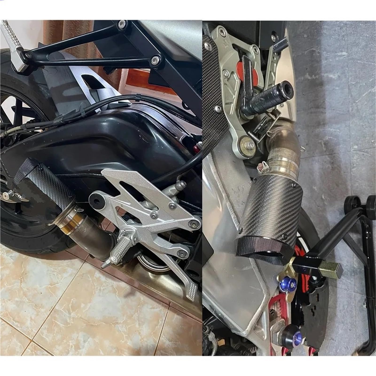 Motocyklowe tłumiki końcowe 60mm motocyklowy tłumik wydechowy lutowany węglem z DB Killer fit S1000RR/M R6 R11 CBR650 CBR1000R MT09 ZX10R H2(E Stainless steel)