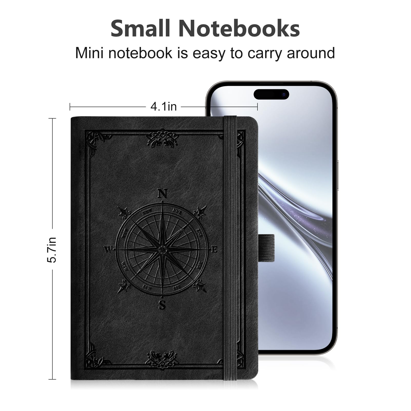 AHGXG B6 Notebook Journal Blank, softcover Note Book Leather Journals for Women, 256 Pages for Writing, 100gsm Lined Paper, for Men Work Office School,Black
