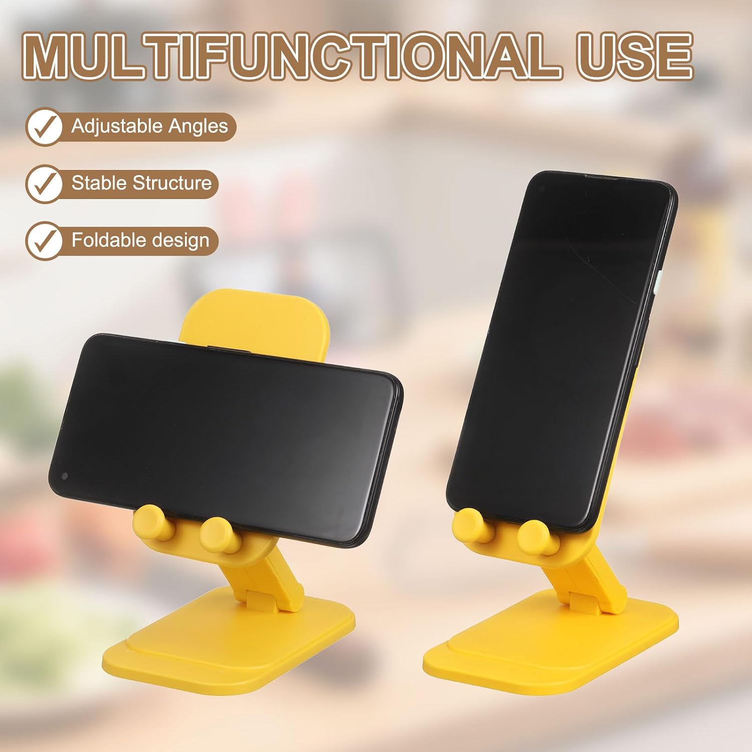 uxcell 3Pcs Cell Phone Stand, Foldable Multi-Angle Cute Mobile Phone Holder, Universal Smartphone Dock for Home Office Decor Desktop Accessories, Black image 4