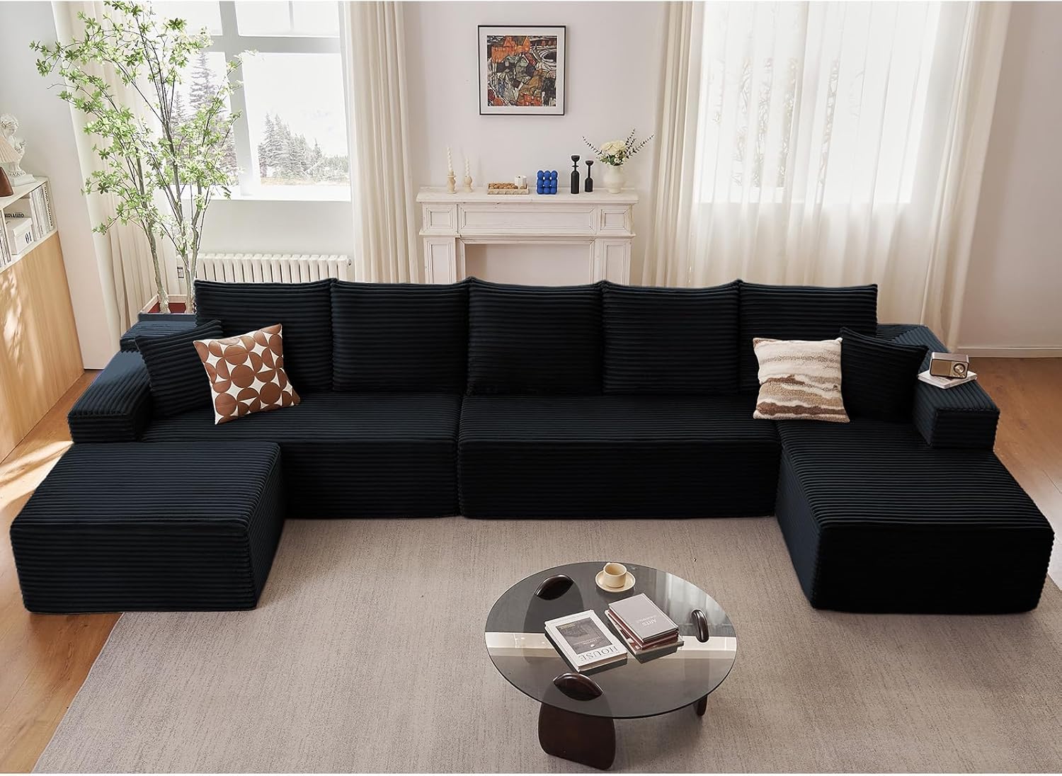 5 Seaters Right Chaise+Ottoman