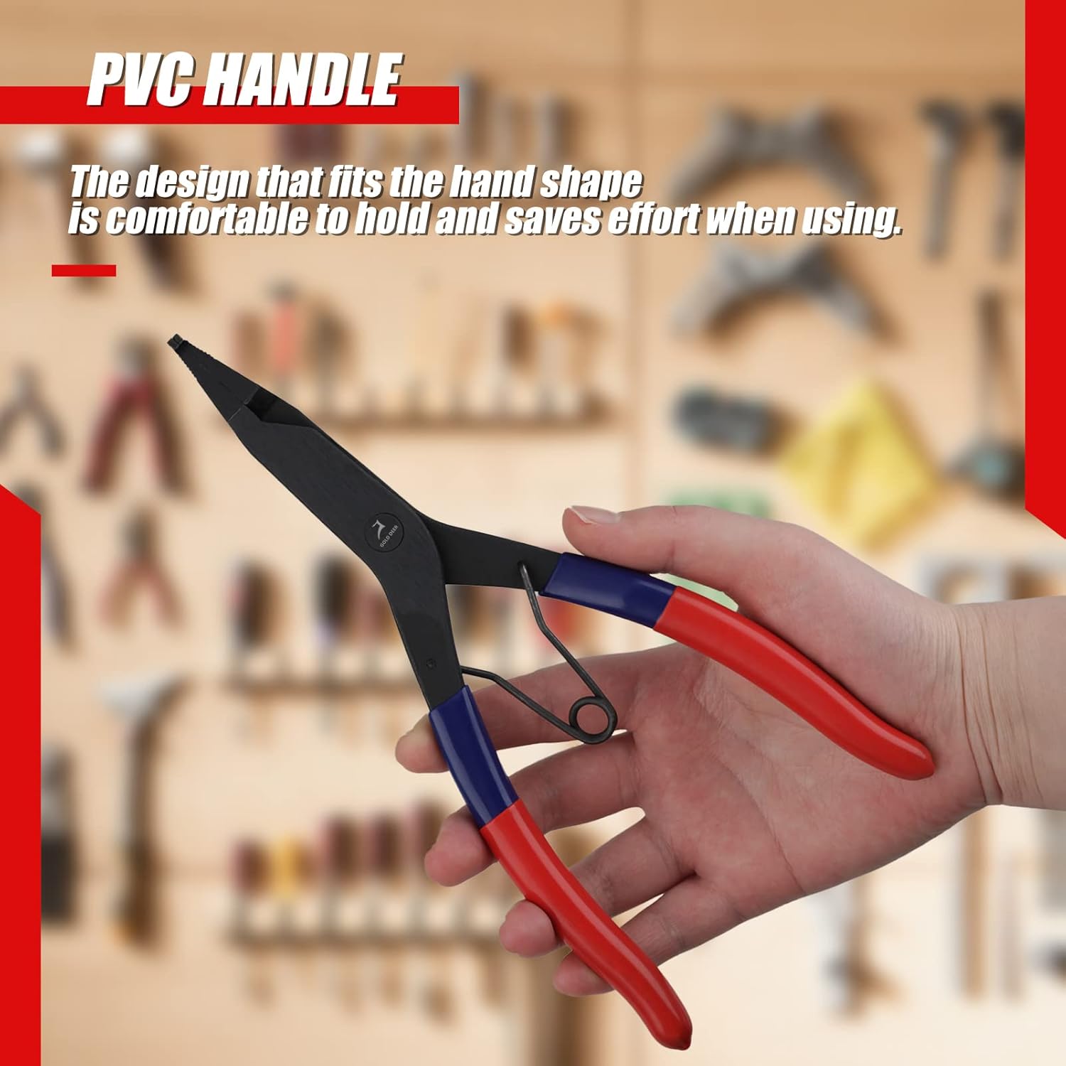 Angle Tip Lock & Retaining Ring Pliers - Spring Loaded, 9" Special Circlip Horseshoe Washer Pliers