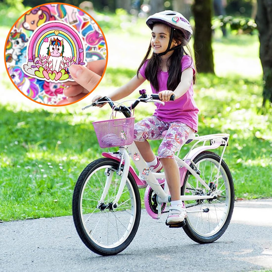 50 pcs Fogli di Adesivi per Bicicletta Adesivi con Unicorno Riflettenti per Bambini Sticker Impermeabili Estetici per Moto Bici Computer Valigia Laptop Auto Telefono Casco Skateboard