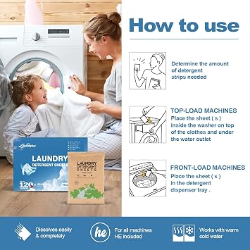 Laundry Detergent Sheet, Eco-Friendly & Hypoallergenic Wash Strips