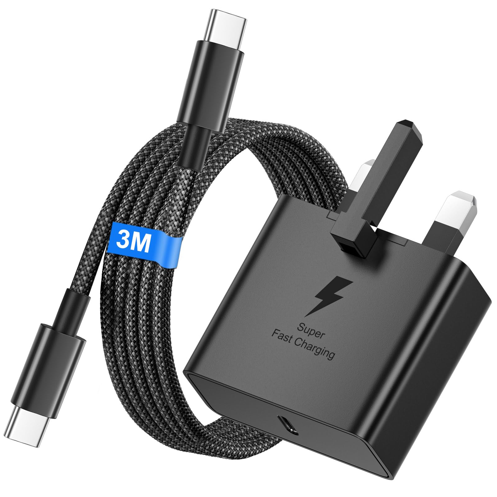 45W Super Fast USB C Charger for Samsung Galaxy S26 Ultra/S26+/S26/S25/S25+/S25 Ultra/S24/S24 Ultra/S23/S22/A55/A54/A15/A14, USB C Super Fast Charger with 3M USB Type C Charging Cable and Plug Charge