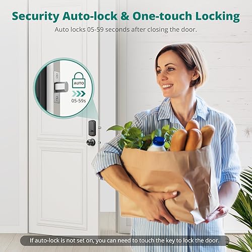 Miniatura 5 de DS10 - Cerradura de puerta de entrada sin llave, huella digital, manija de perilla de puerta exterior, 2 llaves, teclado electrónico, código único,